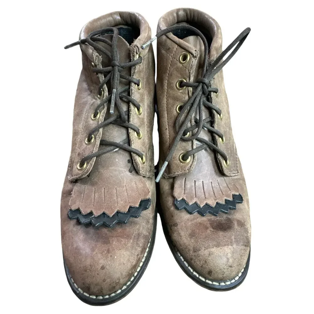 Vintage Women’s Laredo Brown Lace Up Kiltie Western Ankle Booties Size 7.5